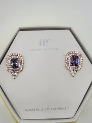 Bomb Party  ER70569 Triumphant Glow : Amethyst  studs in Rose Gold Plated  - Image 1 of 2