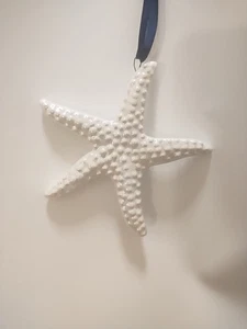 Star Fish Santa Christmas Ornament Ocean Decoration White Black 5 Points - Picture 1 of 2
