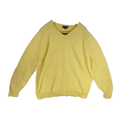 Suéter De Colección Crown & Ivy Para Hombres XXL Amarillo Algodón Cachemira y2k Abuelo Preppy Frío Foto 1 de 4