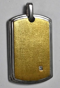 Colgante de plata de ley y diamantes con etiqueta de perro de 1,5" gema frente dorado para TV - Imagen 1 de 8