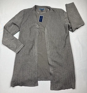 Cárdigan Karen Scott Frente Abierto Para Mujer’s L Gris Chevron Tejido Manga Larga Nuevo Con Etiquetas - Imagen 1 de 12