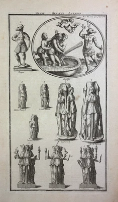  Kupferstich, Bernard de Montfaucon 1719, Veerschiedene Gottheiten - Bild 1 von 4
