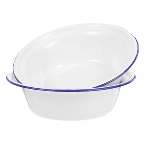  2 Pcs Campinggeschirr Aus Emaille Essgeschirr Emailleschale Suppenschüssel - Bild 1 von 9