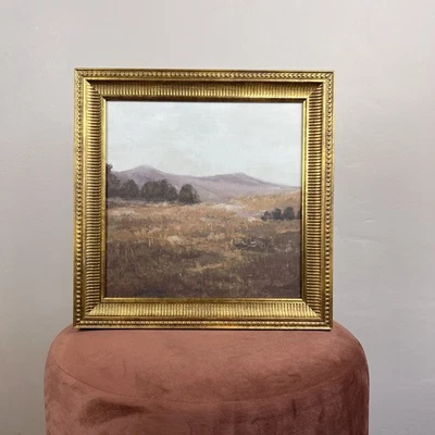 Studio McGee Prairie Land Art Wall Decor Gold Distressed Framed Canvas Nature - Image 1 of 4