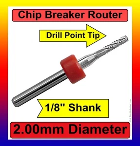 2mm Router Bit Carbide 1/8" Shank Chip Breaker Drill Point ONE Piece PCB urc156 - Picture 1 of 5