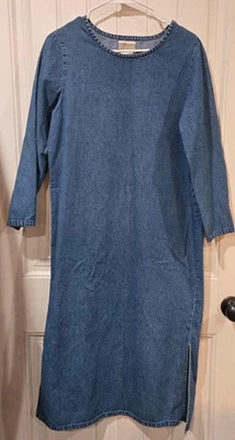 Coldwater Creek Women's Denim Maxi Dress Modest Country Western Long Sleeve PS - Image 1 of 4