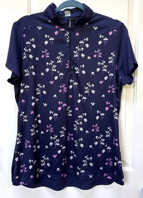 Camisa polo de golf Callaway para mujer manga corta Top XL azul floral ropa deportiva suave Foto 1 de 4