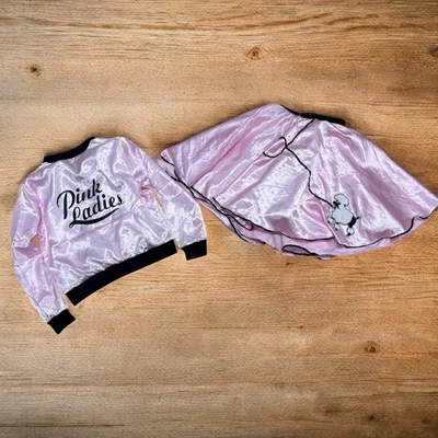 Grease Pink Ladies Costume Jacket & Poodle Skirt Girls Large (8-10) 50s Style - Image 1 of 4
