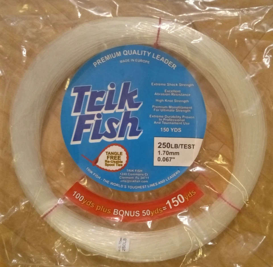 250 LB Prueba TRIK Peces Agua Salada MONO LÍDER TRANSPARENTE 150 YARDAS ATÚN PEZ ESPADA Tiburón Foto 1 de 1