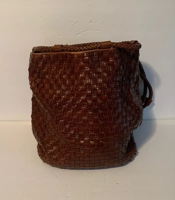 Cartera/bolso de hombro vintage de cuero tejido CEM de los años 90 13" x 12" Foto 1 de 4