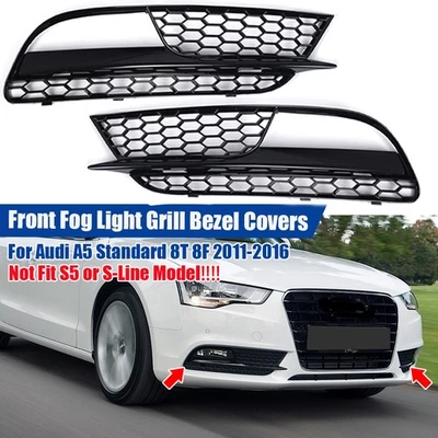 Cubierta de luz antiniebla para parachoques delantero derecho+derecho rejilla moldura panal para AUDI A5 2012-2015 Foto 1 de 4