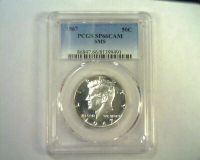 1967 KENNEDY HALF DOLLAR PCGS SP66 CAM SMS NICE ORIGINAL COIN BOBS COINS - Image 1 of 2