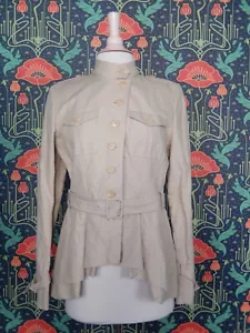 Chaqueta Blazer Pauw Amsterdam Beige Algodón Mezcla Lino Cuello Nehru Safari 2/S/M - Imagen 1 de 6