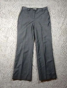 LOFT Ann Taylor Gray Striped Flat Career Work Wool Blnd Ladies Pants Sz 2 Petite - Picture 1 of 8