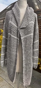 Max Mara Weekend Long Grey Sparkle Cotton Knit Hooded Cardigan / Jacket Size M - Bild 1 von 10