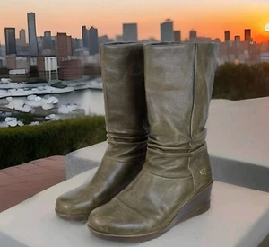 KEEN KATE SLOUCH WOMENS US 7.5 LEATHER FASHION MID-CALF BOOTIE FOREST GREEN NICE - Picture 1 of 24