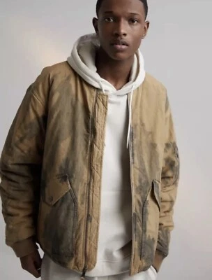 Chaqueta de tela estándar Urban Outfitters Tech Tie Dye Bomber azul tostado para hombre mediana Foto 1 de 4