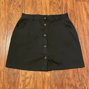 Karen Scott Womens Skort Size 16 Black Button Front Business Casual Classic - Picture 1 of 15