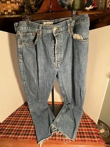 Re/Done Jeans Denim Button Fly Ofenrohr, roher Saum 32 Damen - Bild 1 von 16