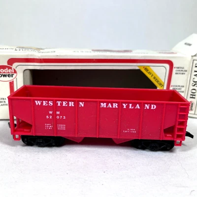Model Power Western Maryland HO 2 bay open hopper car red 8061 original box D - Image 1 of 4