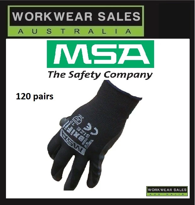 120 x MSA Flexfit Foam Nitrile Lightweight Comfortable Work Gloves BLK Size Med - image 1 of 1