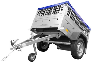 PKW-Anhänger Garden Trailer 150 KIPP 150x106 cm 750 kg mit Laubgitteraufsatz - Bild 1 von 5
