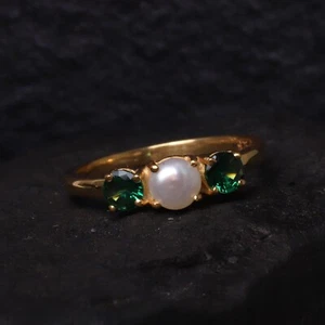 Anillo elegante para mujer de plata esterlina con clavija de plata esterlina natural perla de agua dulce - Imagen 1 de 12