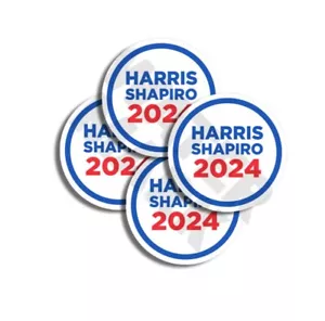 PACK DE 4 PEGATINAS HARRIS SHAPEIRO 2024 de calcomanías circulares de 3 pulgadas - Imagen 1 de 8