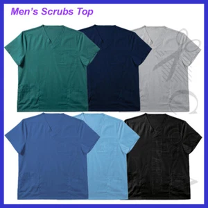 Mens Hospital Scrubs Top with two front and chest Pockets Poly/Cotton Mix New - Imagen 1 de 13