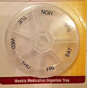 Round 7 Day Pill Box Medicine Organizer Daily Weekly Medication Holder Travel wh - Picture 1 of 3