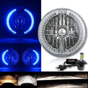 7" Split Blue Halo Ring Angel Eye 6K 20/40w LED Motorcycle Headlight Bulb Single - Imagen 1 de 12