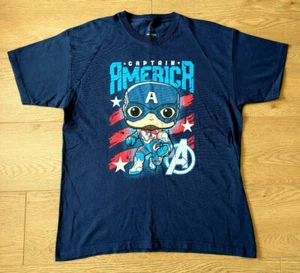 Funko Pop T Shirt Vinyl Marvel Captain America Navy Blue Size L - Picture 1 of 6