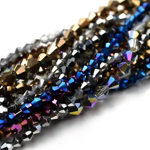 PERLINE DI VETRO BICONE SFACCETTATE 4MM,6MM - SCEGLI COLORE METALLICO - Foto 1 di 18