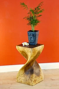 Wood Side Table 50cm Acacia Suar Solid Wood Podium Flower Stand Natural Square - Picture 1 of 4
