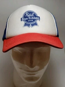 Vintage Pabst blaues Band Herren rot weiß blau Trucker Mesh Snapback Mütze Kappe - Bild 1 von 7