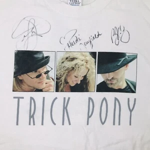 Camiseta De Colección Firmada por Trick Pony 2001 Banda Gira Años 90 Música Country Talla Grande - Imagen 1 de 7