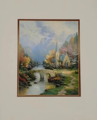 Thomas Kinkade The Mountain Chapel Matted Print 11 x 14 With COA - Image 1 of 3