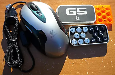 Logitech G5 Laser Gaming Mouse M-UAC113 831411-1000 - Metallic Green & Silver - Image 1 of 4