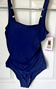 Traje de baño de una pieza con cuello cuadrado para damas Anne Cole talla pequeña azul marino ¡Nuevo! BxJ - Imagen 1 de 6