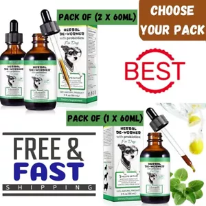 Dog Wormer Liquid Syrup Natural Worming Treatment Herbal Dewormer For Dogs Puppy - Picture 1 of 25