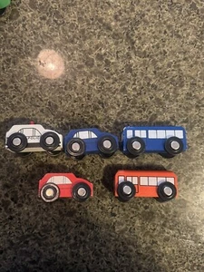 Brio 5 pc Wooden Cars Vintage Police Ambulance Bus Sweden Thomas & Friends Ikea - Picture 1 of 2