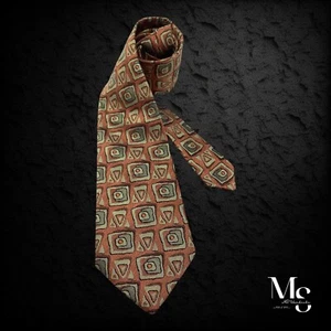 GIANNI VERSACE Vintage Brown Art Print Silk Tie Made In Italy W: 3.5" NWOT - Picture 1 of 7