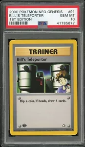 Pokémon Neo Genesis 2000 primera edición #91 Bill's Teleporter PSA 10 GEMA como nuevo - Imagen 1 de 2