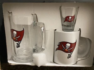 HUNTER NFL Tampa Bay Buccaneers 3 PIECE BEER STEIN SHOTGLASS, MUG GIFT SET - Picture 1 of 1