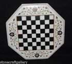 15" Marble Chess Table Top Lapis Inlay Handmade Art Home Decor And Gifts