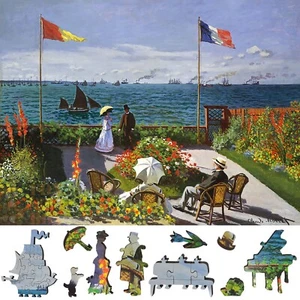 Wooden Jigsaw Puzzle for Adults by FoxSmartBox-395 Pcs -Garden at Sainte-Adresse - Picture 1 of 9