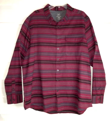 George Burgundy Polyester Flannel Casual Button Front LS Shirt 2XL 50-52 EC! - Image 1 of 4
