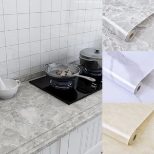 Marble Sticker White&grey Countertop Sticker Cabinets Furniture Wallpaper vinyl - Picture 1 of 15
