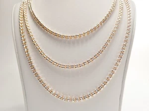 REAL 925 STERLING SILVER 3MM ICE LINK ROSE GOLD CHAIN BRACELET NECKLACE - Picture 1 of 15