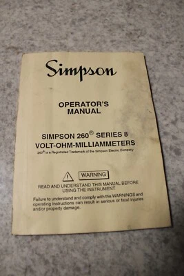Simpson 260 Series 8 Volt-Ohm-Milliammeters Operator's Manual - Image 1 of 4